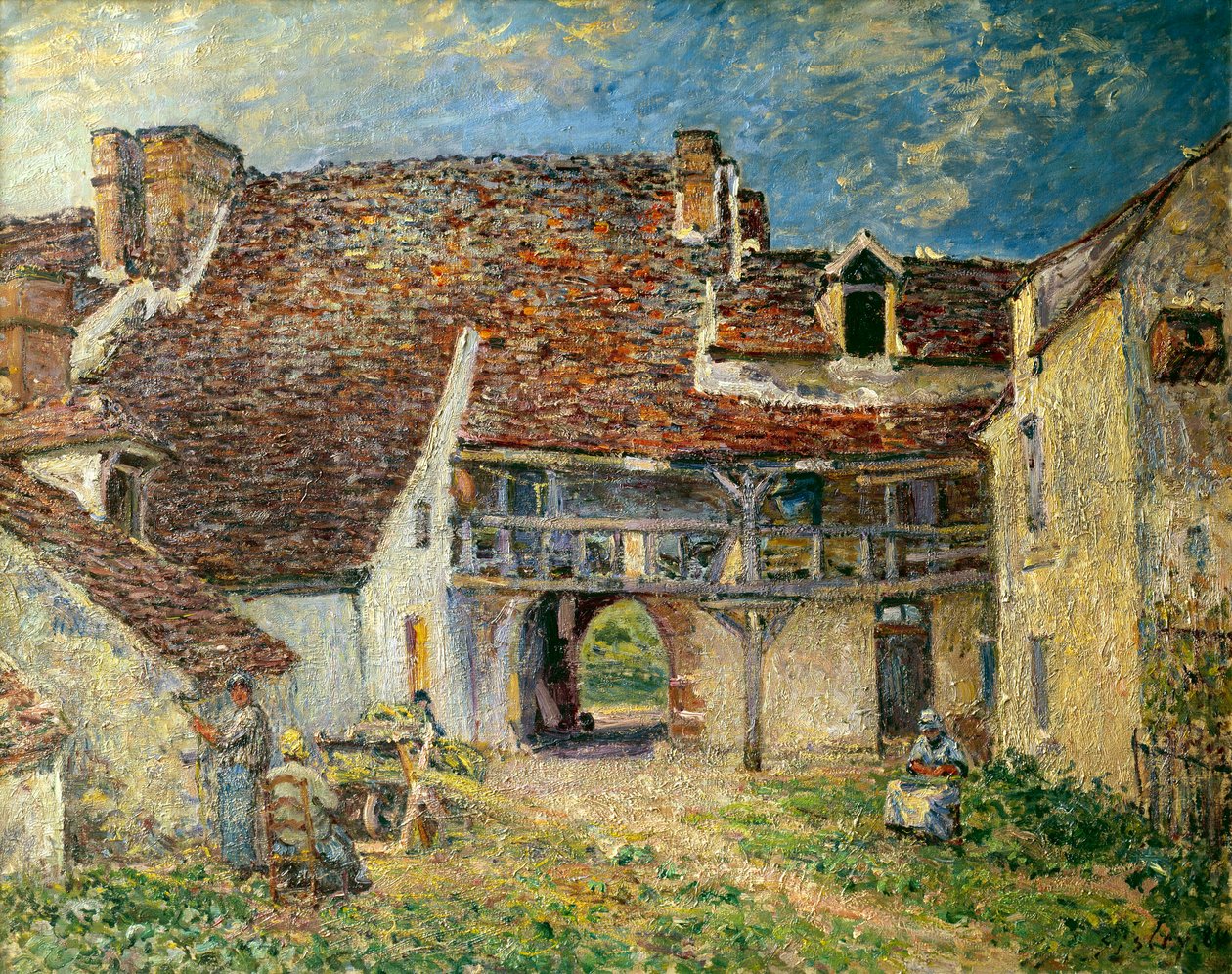 Farm Court i Saint Mammes Målning av Alfred Sisley (1839-1899) 1884 Sön. 0,73x0,93 m Paris, musee d