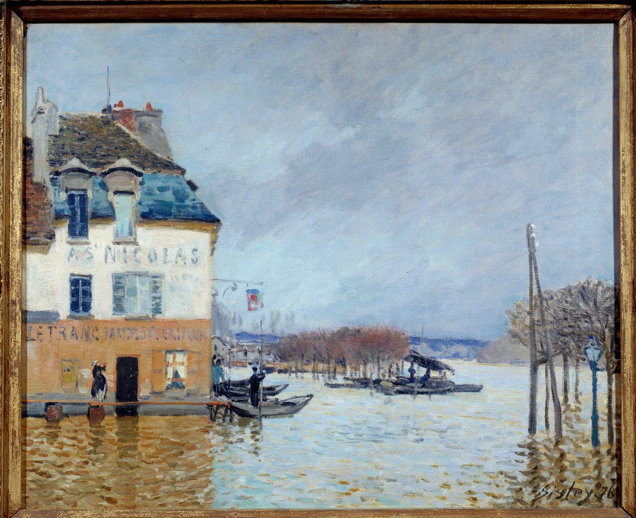 Flood, Port Marly (Port-Marly) Målning av Alfred Sisley (1839-1899) 1876 Sön. 0,5x0,61 m Rouen, musee des Beaux Arts av Alfred Sisley