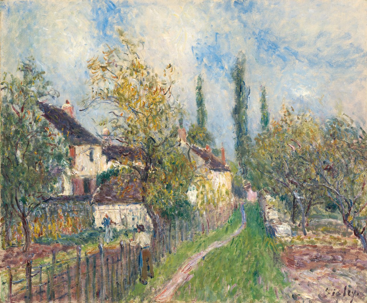 Franska: Un sentier aux Sablons En stig vid Les Sablons av Alfred Sisley