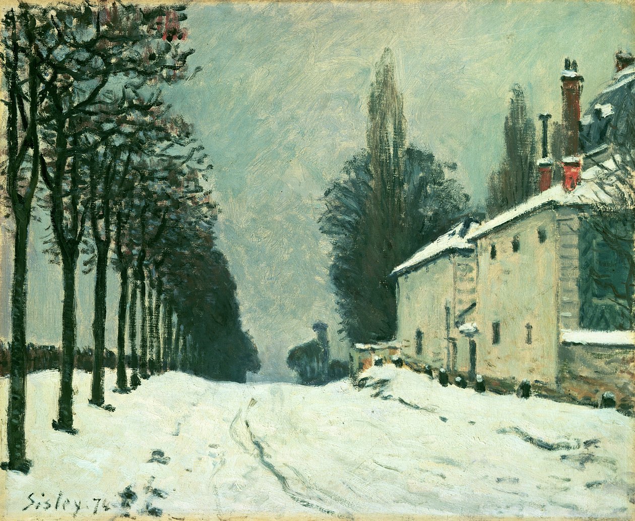 Route de Louveciennes, vinter, 1874 av Alfred Sisley