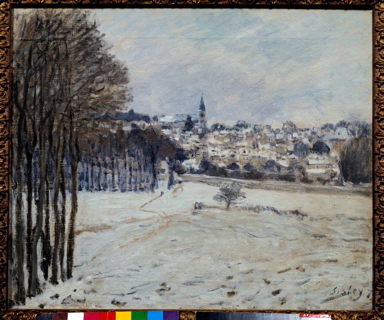 La neige a Marly-målning av Alfred Sisley (1839-1899) 1875 sön. 0,46x0,56 m Paris, musee d