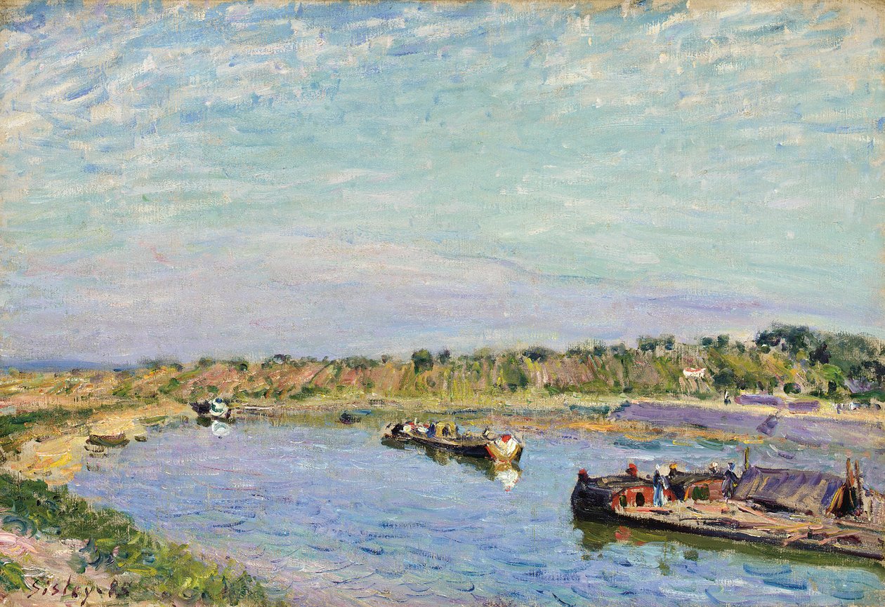 Hamnen i Saint Mammes, morgon, 1885 av Alfred Sisley