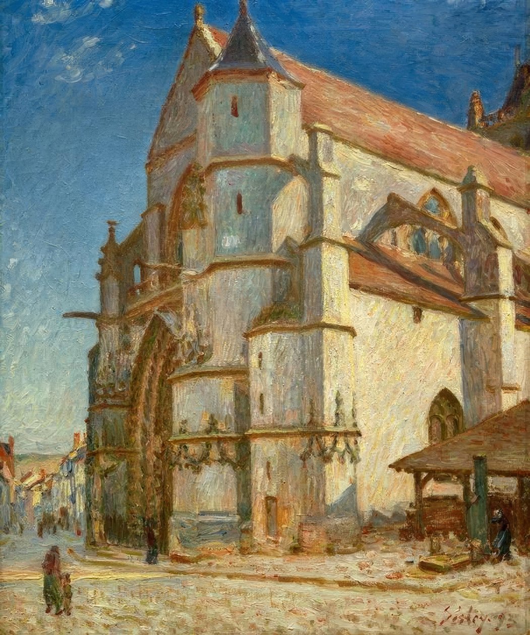 Morets kyrka i morgonsolen av Alfred Sisley