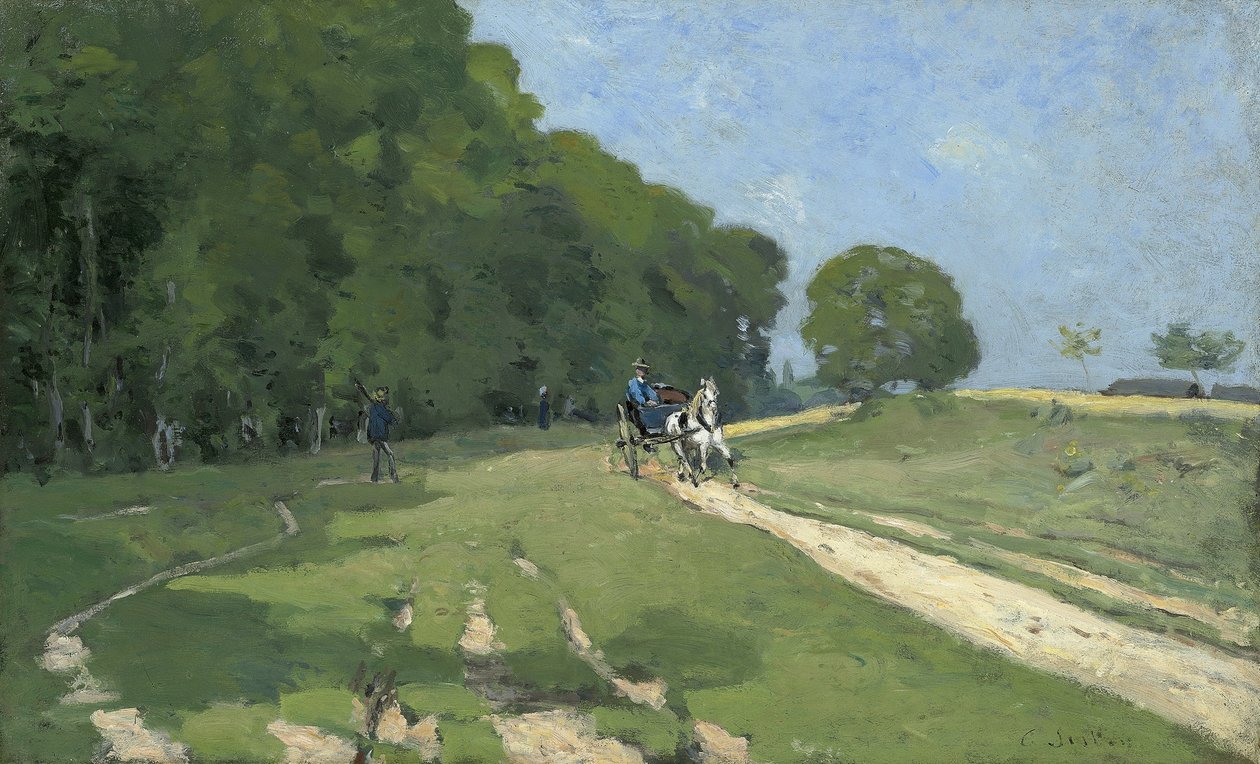 Stig nära Parc de Courances; Stig nära Courances Park, 1868 av Alfred Sisley