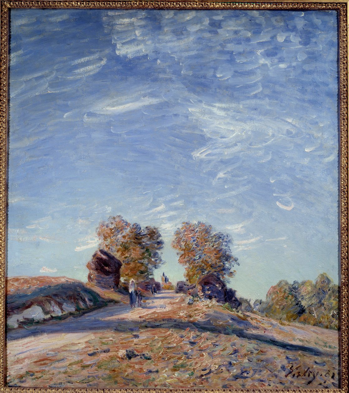 Vägen som stiger till solen. Målning av Alfred Sisley (1839 - 1899) av Alfred Sisley