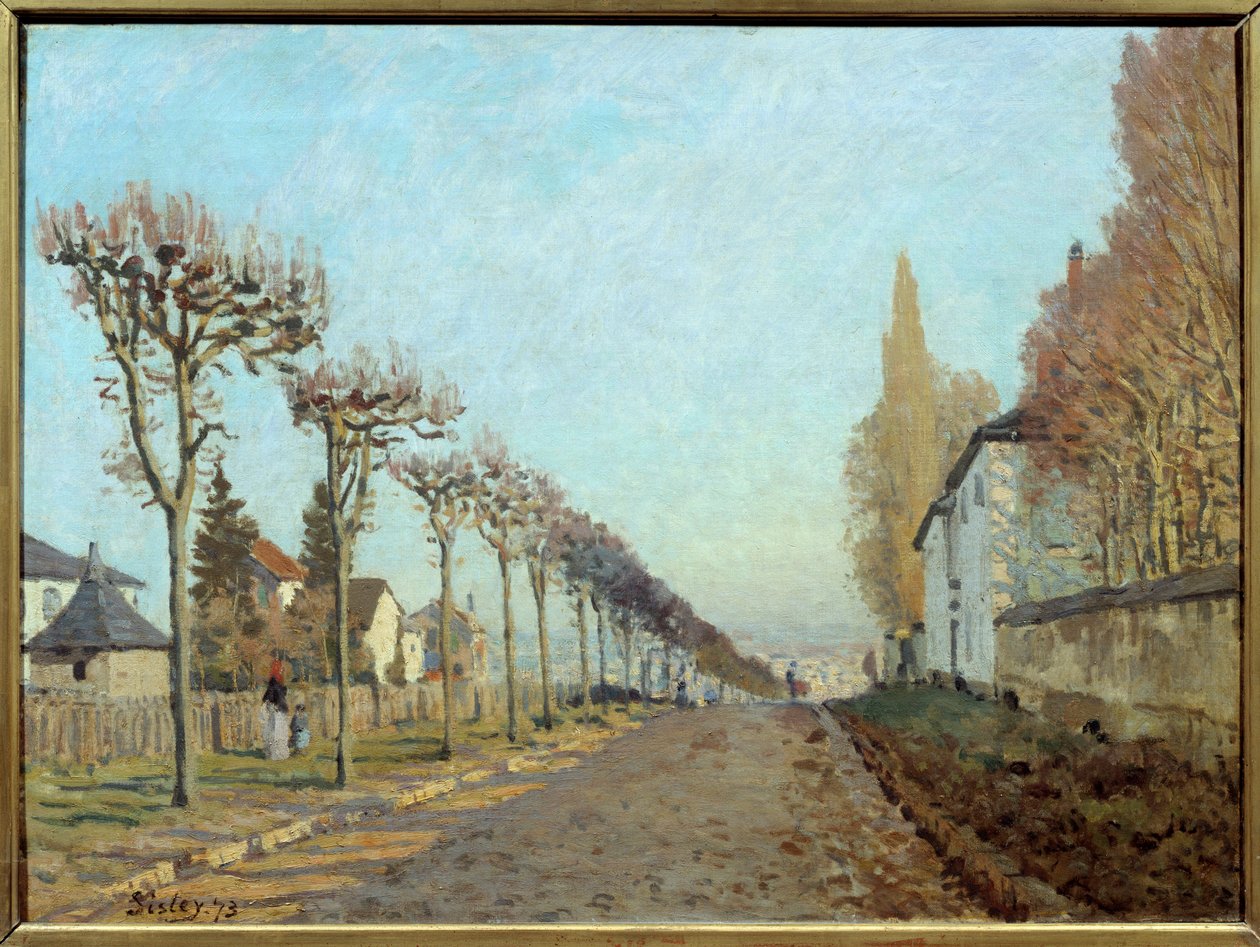 Vägen till maskinen, Louveciennes. Målning av Alfred Sisley (1839-1899) av Alfred Sisley