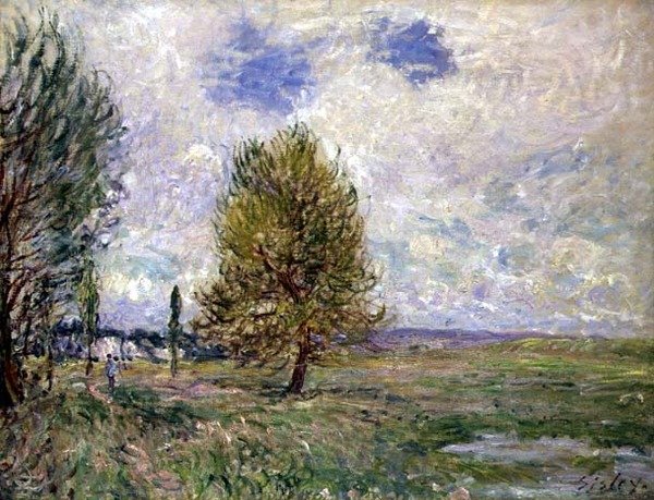 Slätten vid Veneux (olja på duk) av Alfred Sisley