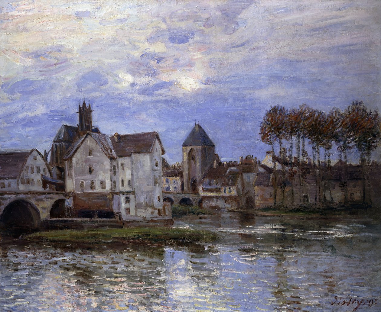 Moret Bridge vid solnedgången; Moretbron vid solnedgången, 1892 av Alfred Sisley