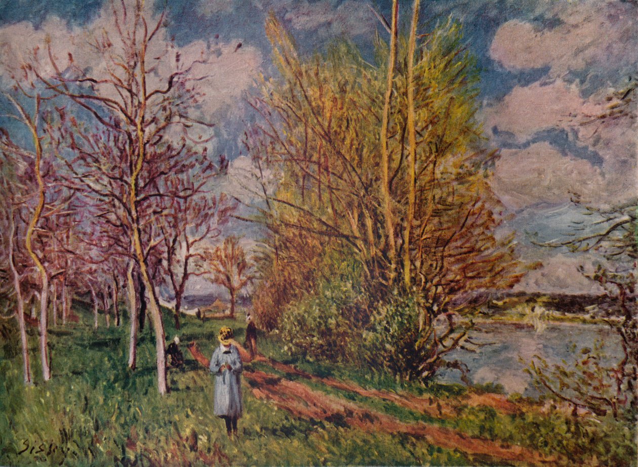 Vår vid flodens stränder, sent 1800-tal. 1941 av Alfred Sisley