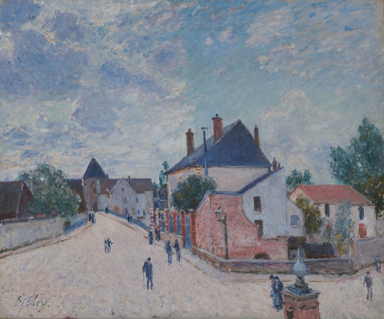 Street in Moret, ca 1890 (olja på duk) av Alfred Sisley