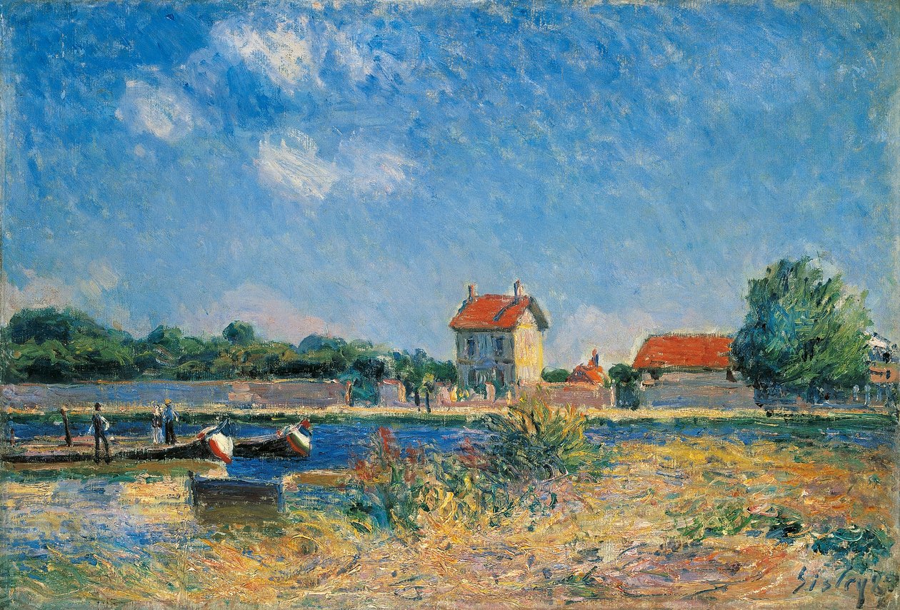 Stränderna av Canal du Loing vid Saint-Mammes av Alfred Sisley
