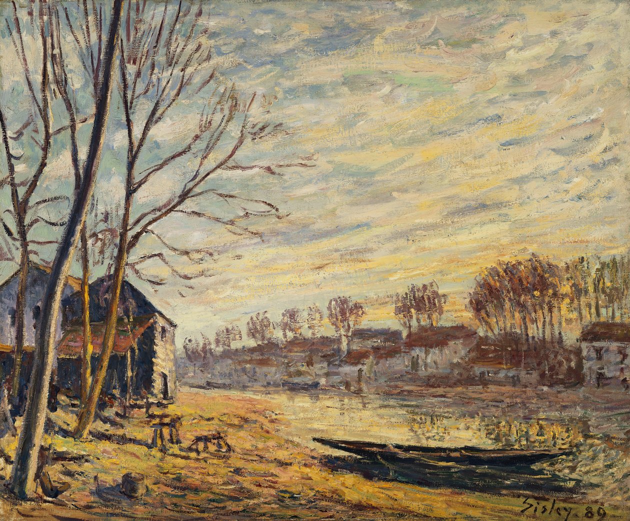 Båtvarvet i Matrat; Chantiers a Matrat, 1889 av Alfred Sisley