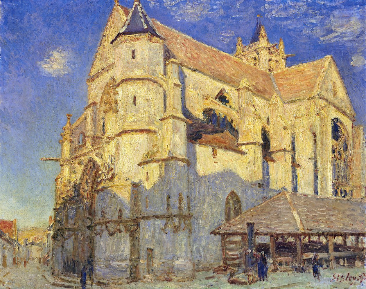 Kyrkan i Moret, frostigt väder, 1893 av Alfred Sisley
