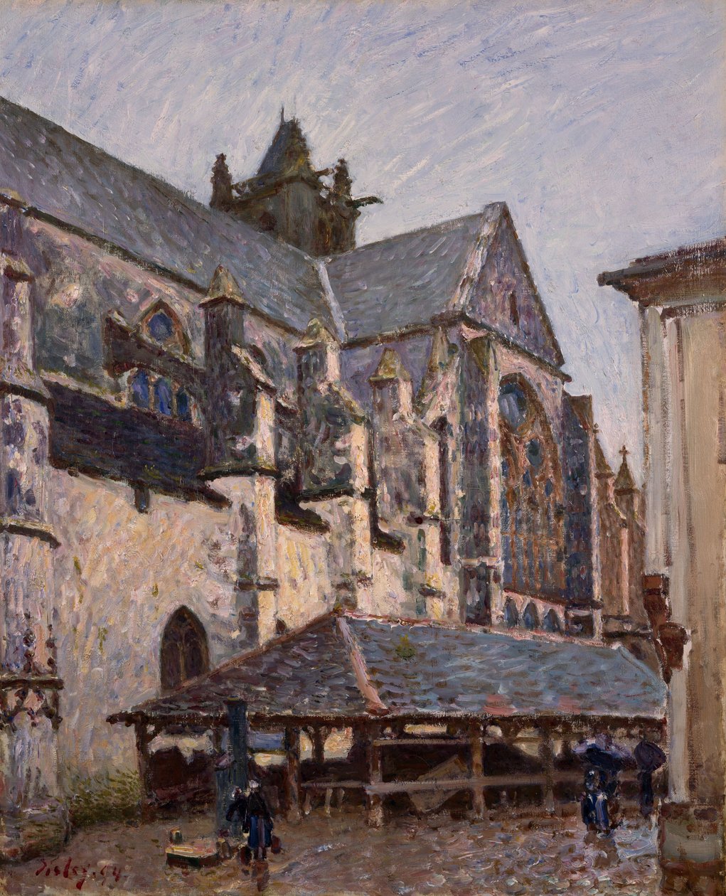 Kyrkan i Moret i regnet, 1894 av Alfred Sisley