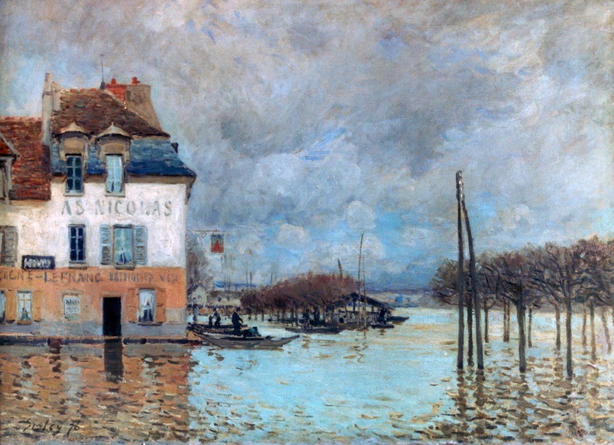 Översvämningen vid Port-Marly, 1876 av Alfred Sisley