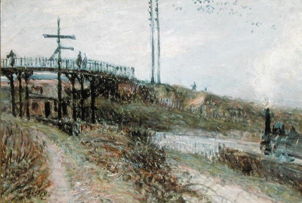 Spången över järnvägen vid Sevres, c.1879 av Alfred Sisley