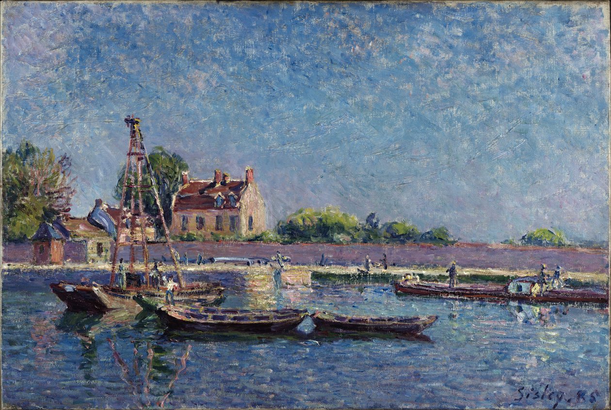 Slussen i Saint-Mammès av Alfred Sisley