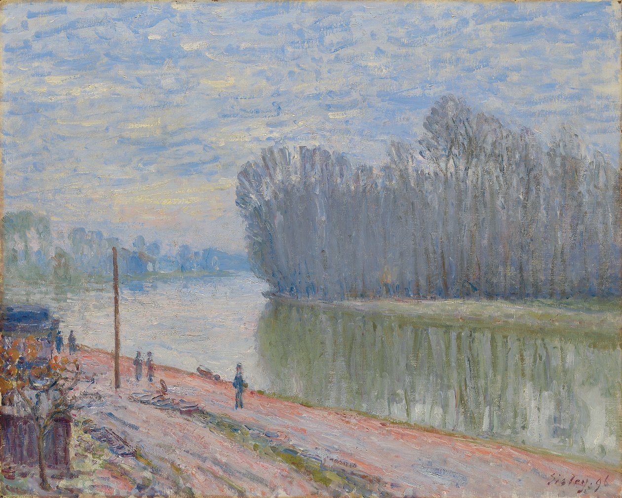 Loing-kanalen, morgon; Canal du Loing, morgoneffekt, 1896 av Alfred Sisley