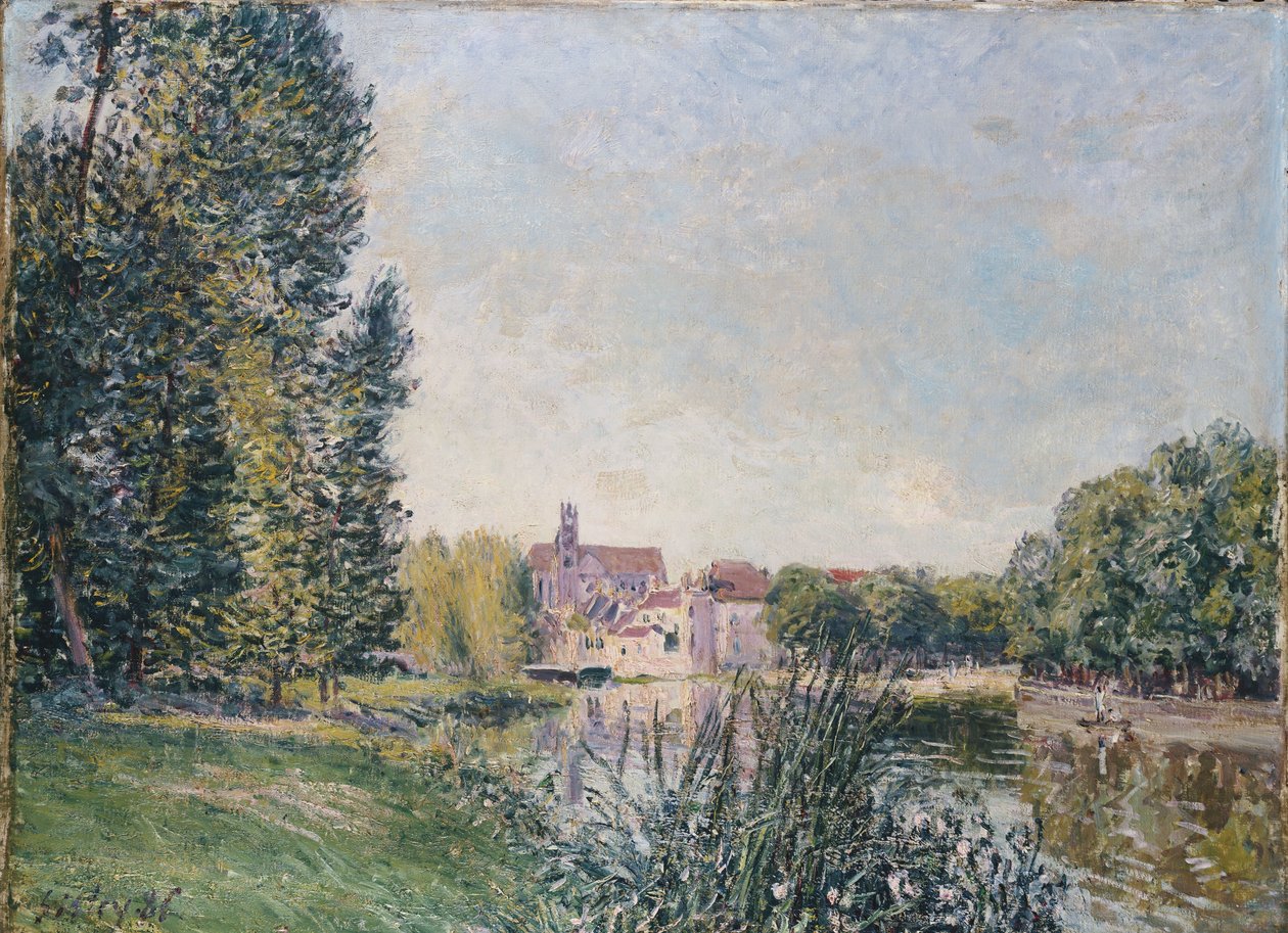 Loingen och kyrkan i Moret, 1886 av Alfred Sisley