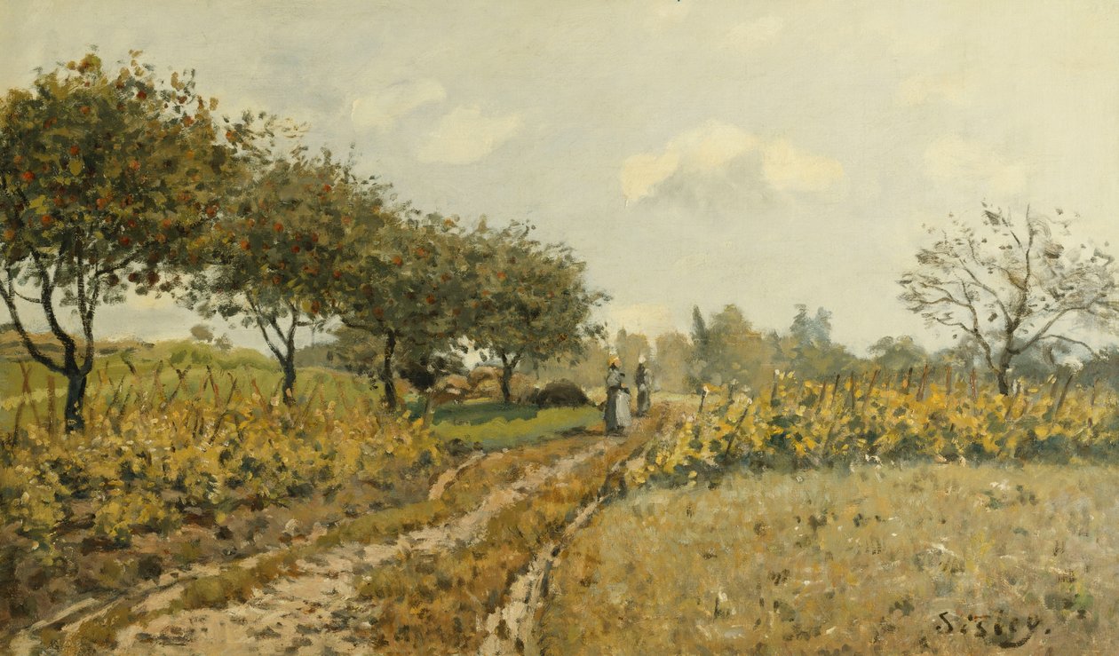 Stigen på landsbygden; Vägen på landet, 1876 av Alfred Sisley