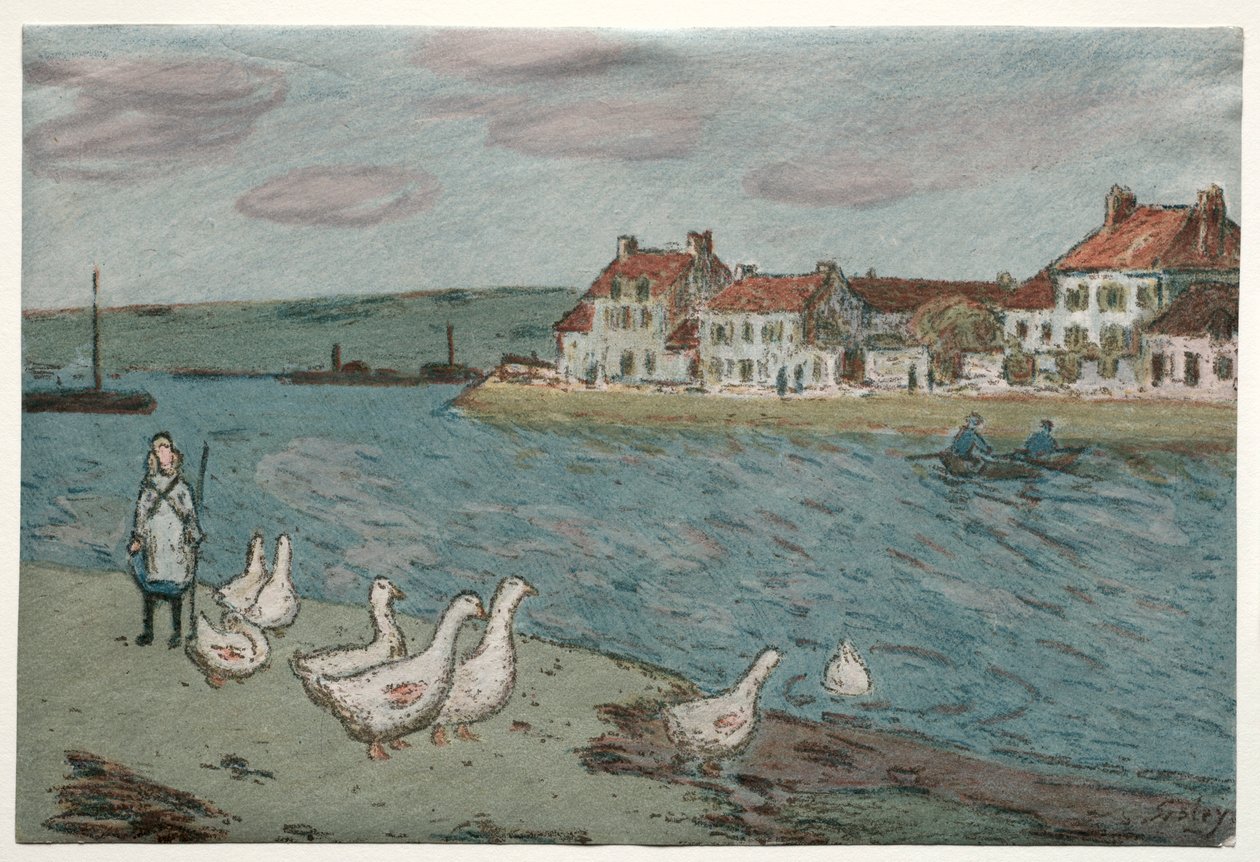 Flodbanken eller gässen, 1897. av Alfred Sisley