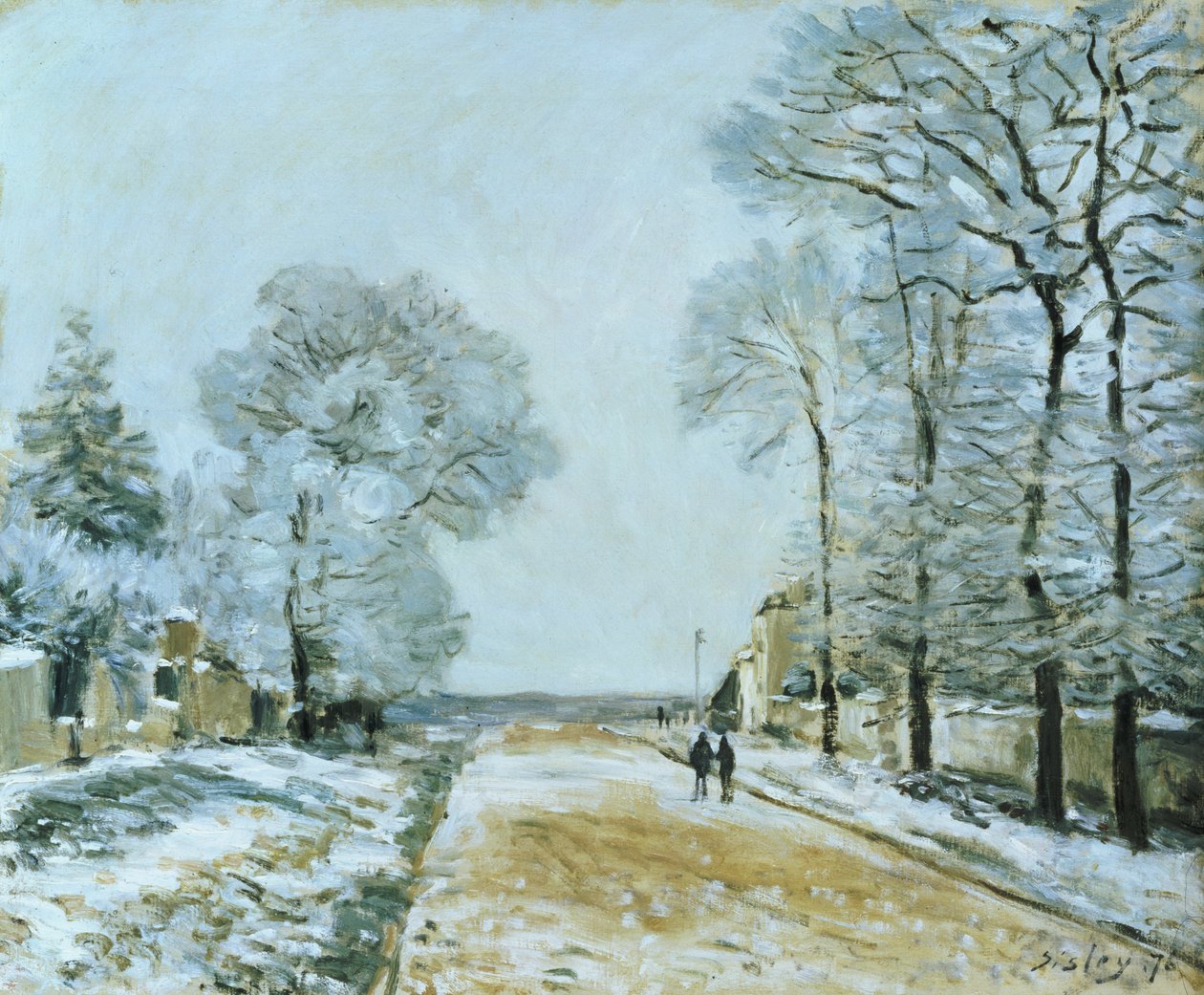 Vägen, snöeffekten, 1876 av Alfred Sisley