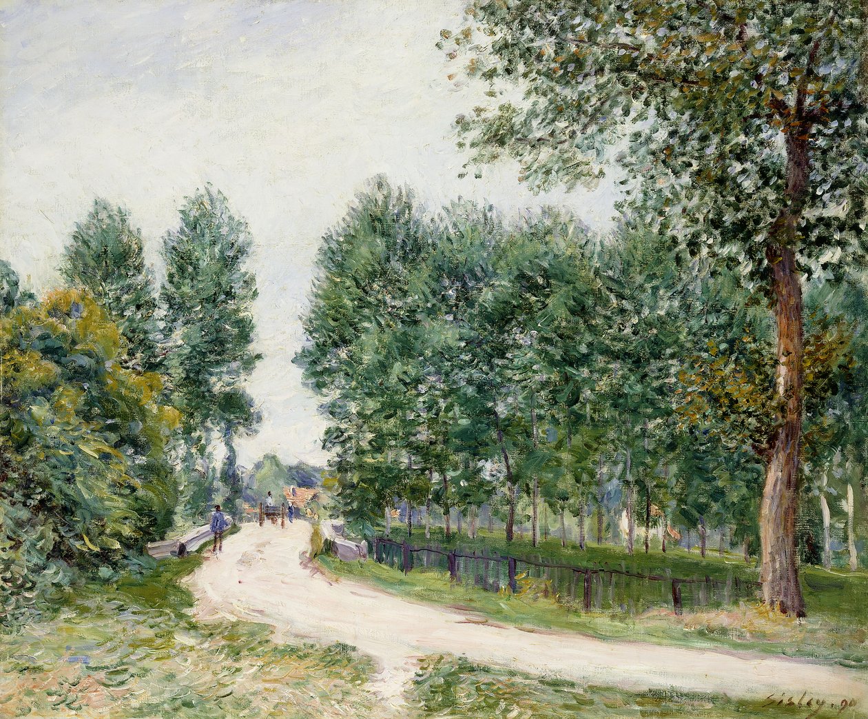 Saint-Mammes-stigen, morgon; The Way of Saint-Mammes, Morgon, 1890 av Alfred Sisley