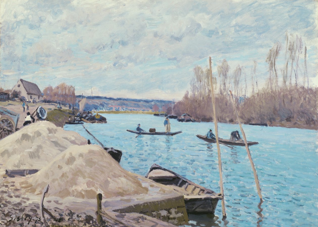 Seine vid Port-Marly, sandhögar av Alfred Sisley