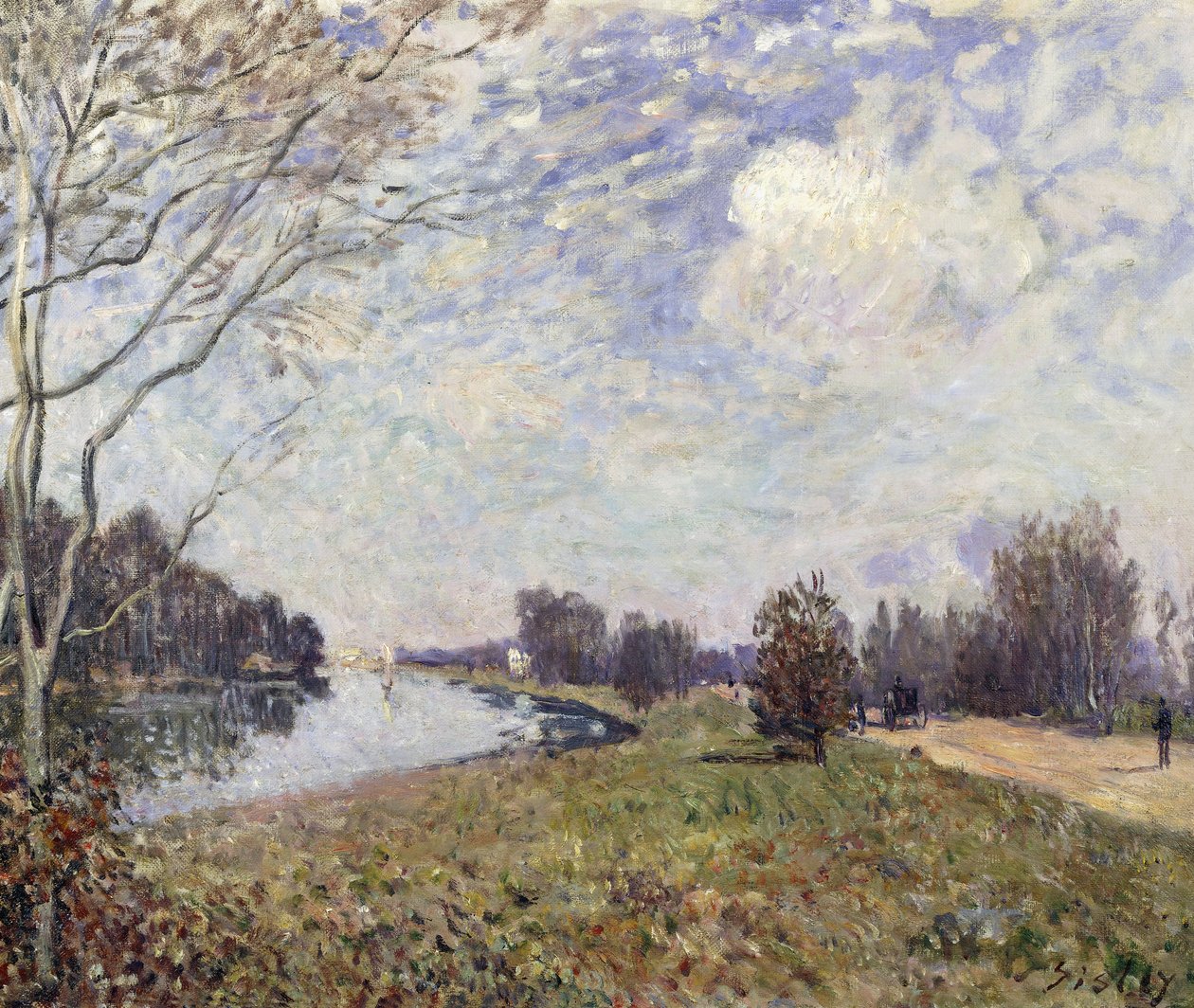 Themsen vid Hampton Court, East Molesey; La Tamise a Hampton Court, East Molesy, 1874 av Alfred Sisley