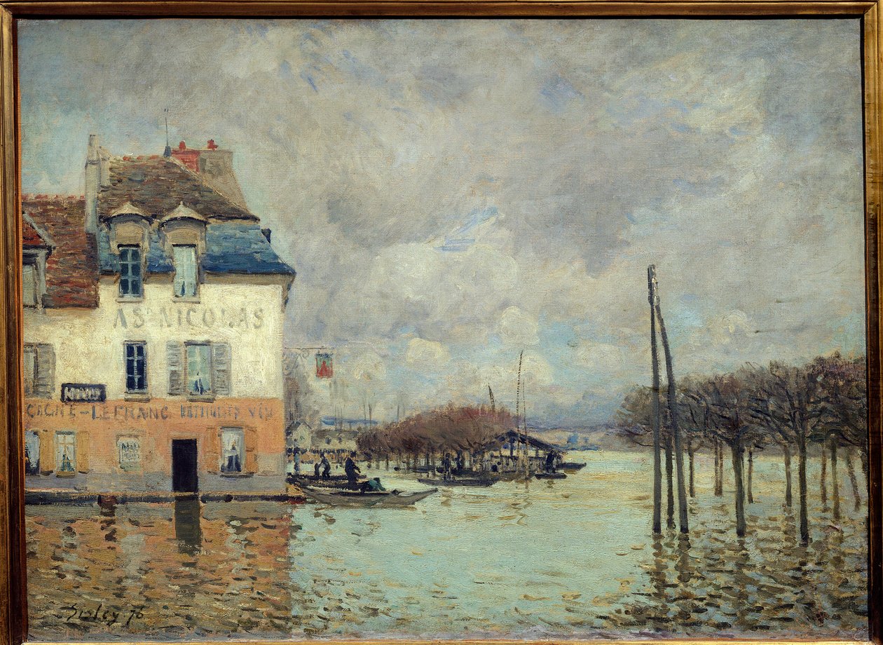 Översvämningen vid Port Marly (Port-Marly) Målning av Alfred Sisley (1839-1899) 1876 Dim. 0,60 x 0,81 m Paris, musee d