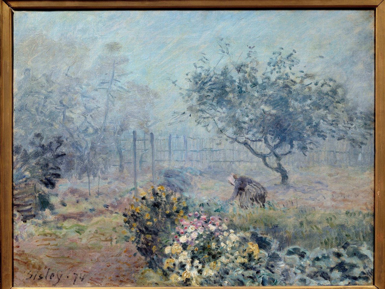 Dimgrannarna. Målning av Alfred Sisley (1839-1899) av Alfred Sisley