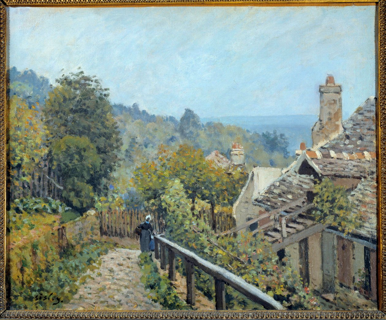 Utsikt över Louveciennes, vägen till den mellersta kusten som kallas höjder av Marly Målning av Alfred Sisley (1839-1899) 1873 Sön. 0,38x0,46 m Paris, musee d