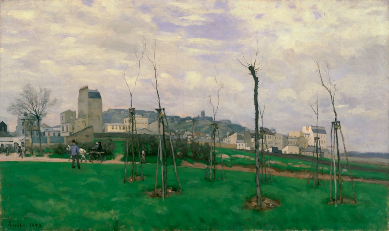 Utsikt över Montmartre från Blommornas stad, 1869 av Alfred Sisley