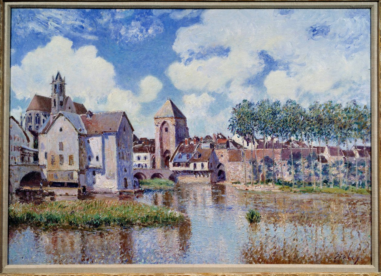 Vy över Moret på Loing. Målning av Alfred Sisley (1839-1899) av Alfred Sisley