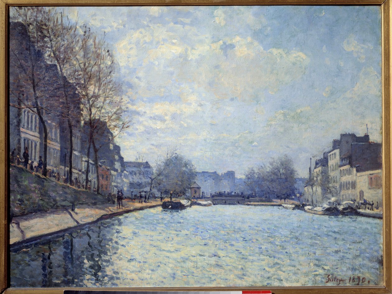 Utsikt över Canal Saint Martin i Paris 1870. Målning av Alfred Sisley (1839-1899) av Alfred Sisley