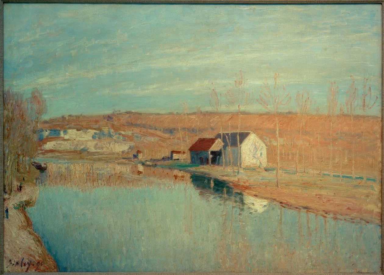 Loing och Coteaux de St. Nicaise - Soleil de Mars av Alfred Sisley