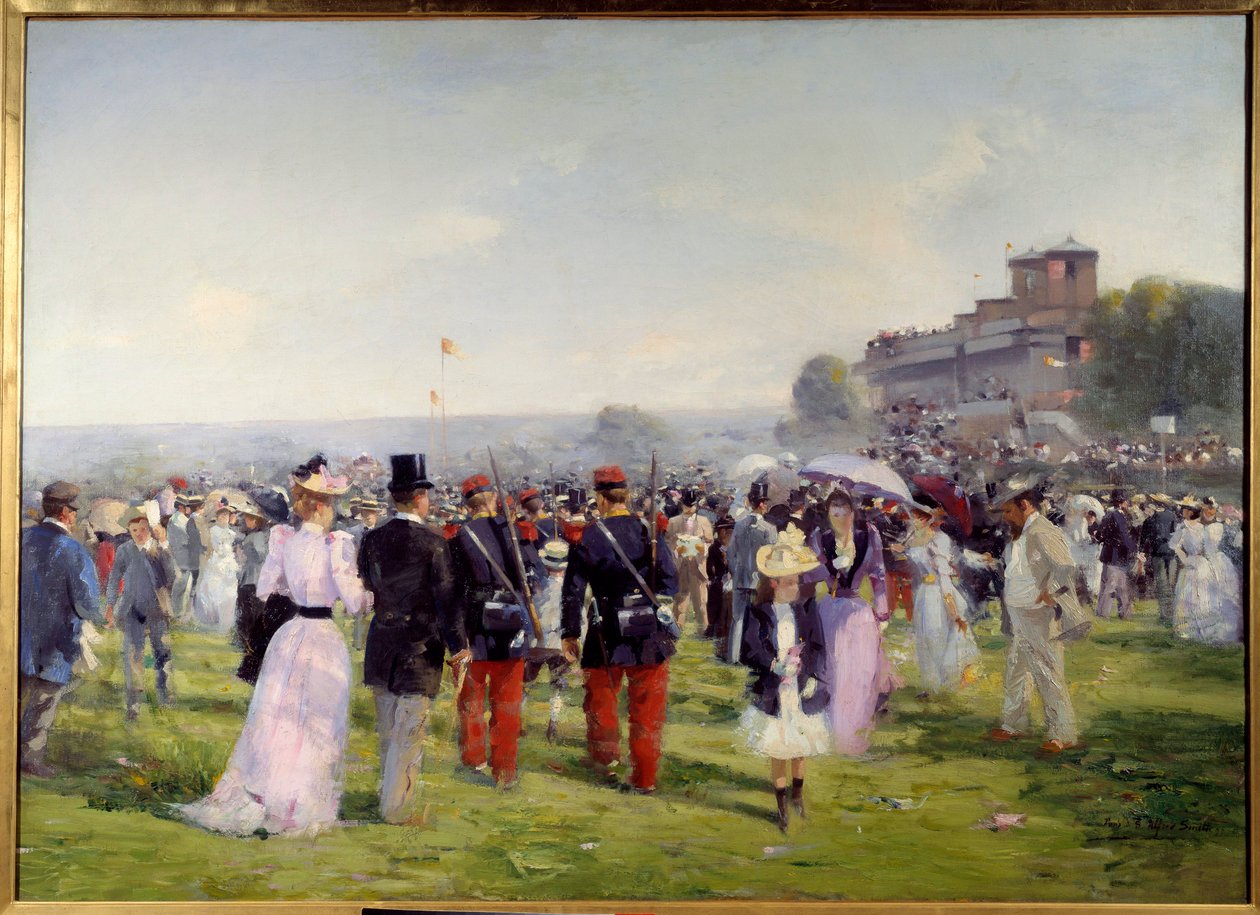 Slut på lopp vid Auteuil Målning av Alfred Smith (1853-1936) 1893 Sön. 1,09x1,5 m Paris, Musee Carnavalet Observera! Användning av detta verk kan vara föremål för en begäran om tillstånd från tredje part eller ytterligare avgifter av Alfred Smith