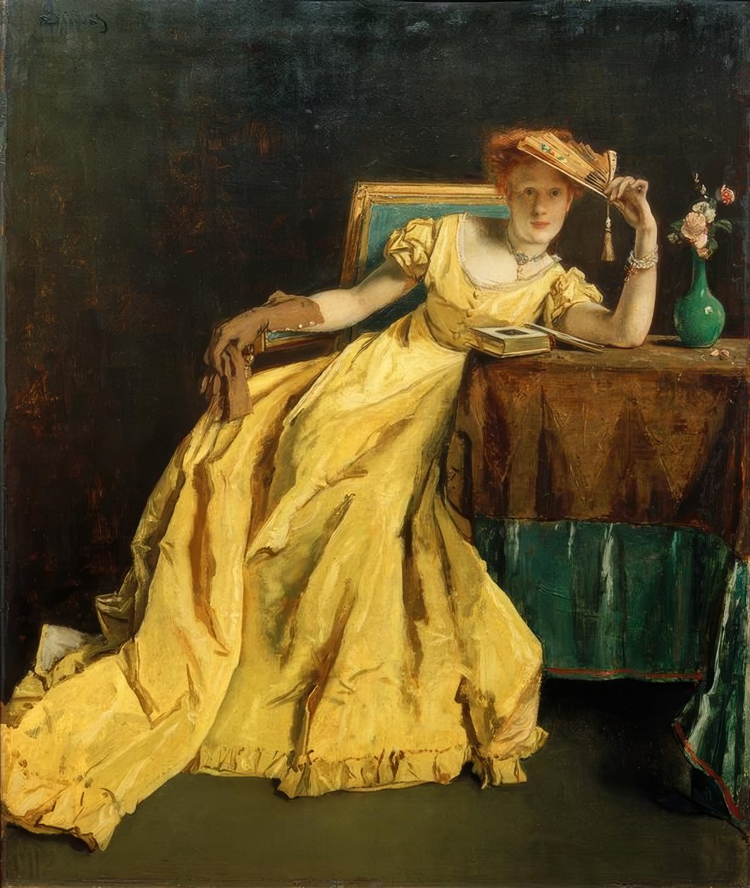 A.Stevens, Damen i gult av Alfred Emile Stevens