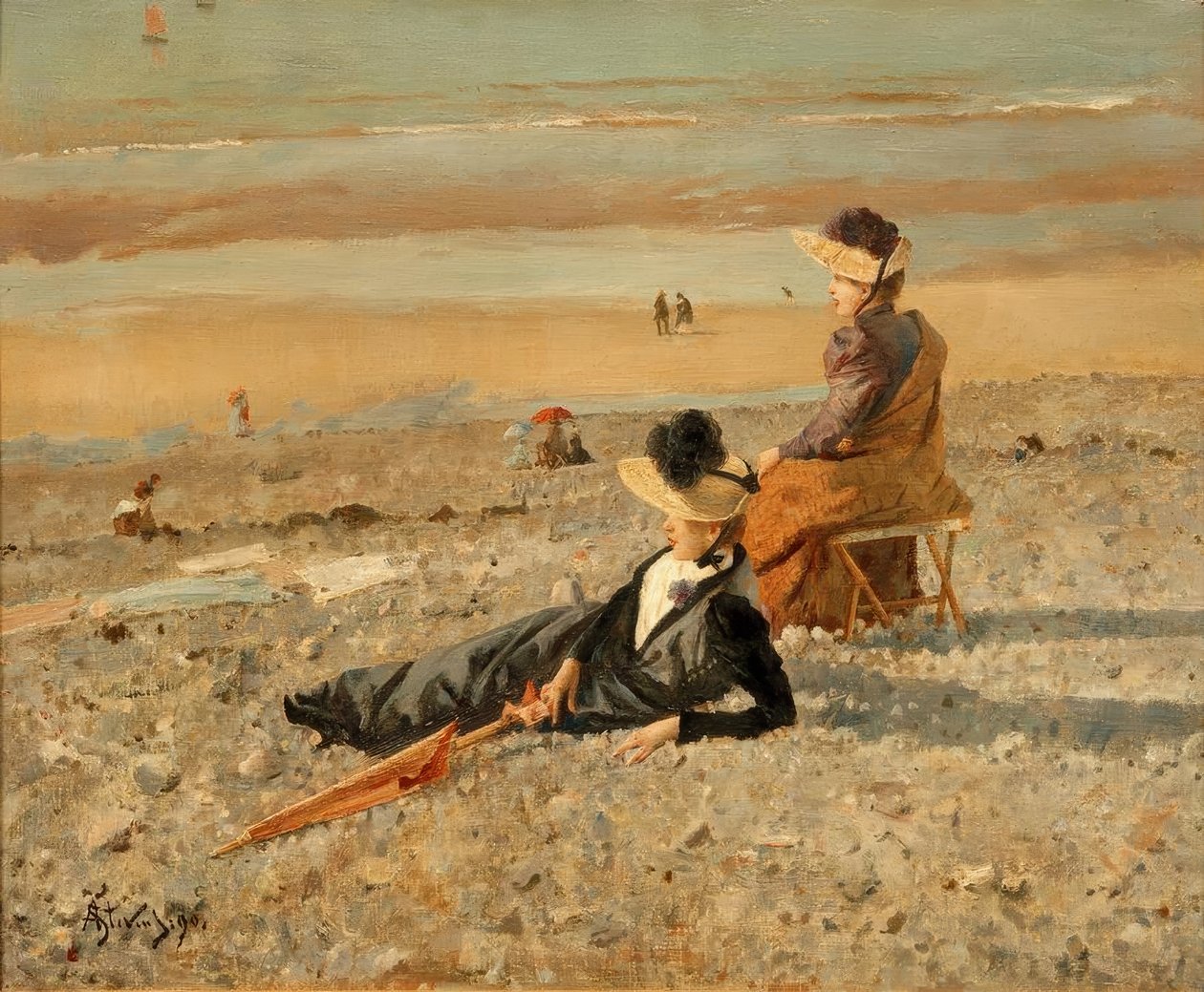 A.Stevens, En vacker dag i Le Tréport av Alfred Emile Stevens