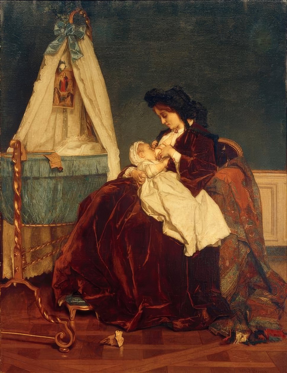 Alfred Stevens, konstnärens fru och son Léopld av Alfred Emile Stevens