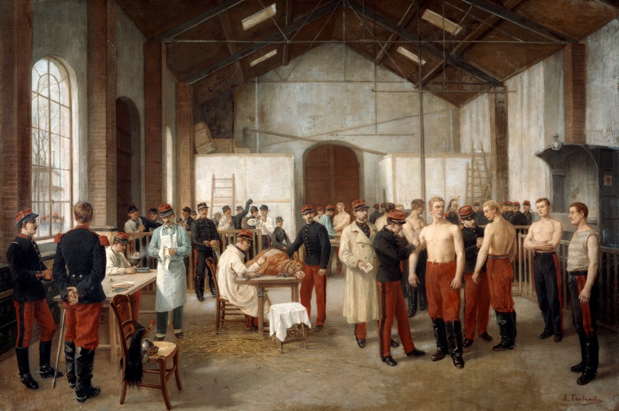 Vaccination på sjukhuset Val de Grace i Paris, c1900. av Alfred Touchemolin