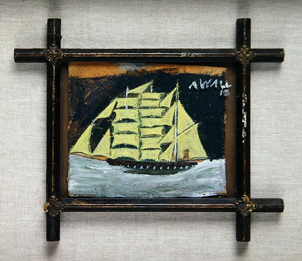 Skickas i en religiös ram (olja och penna på papper) av Alfred Wallis