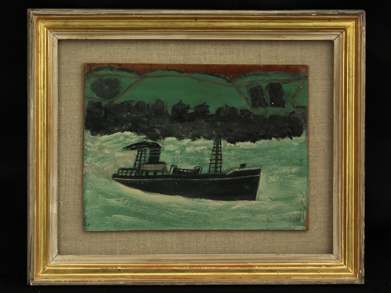 Trålare utanför Cornwalls kust, ca 1928 av Alfred Wallis
