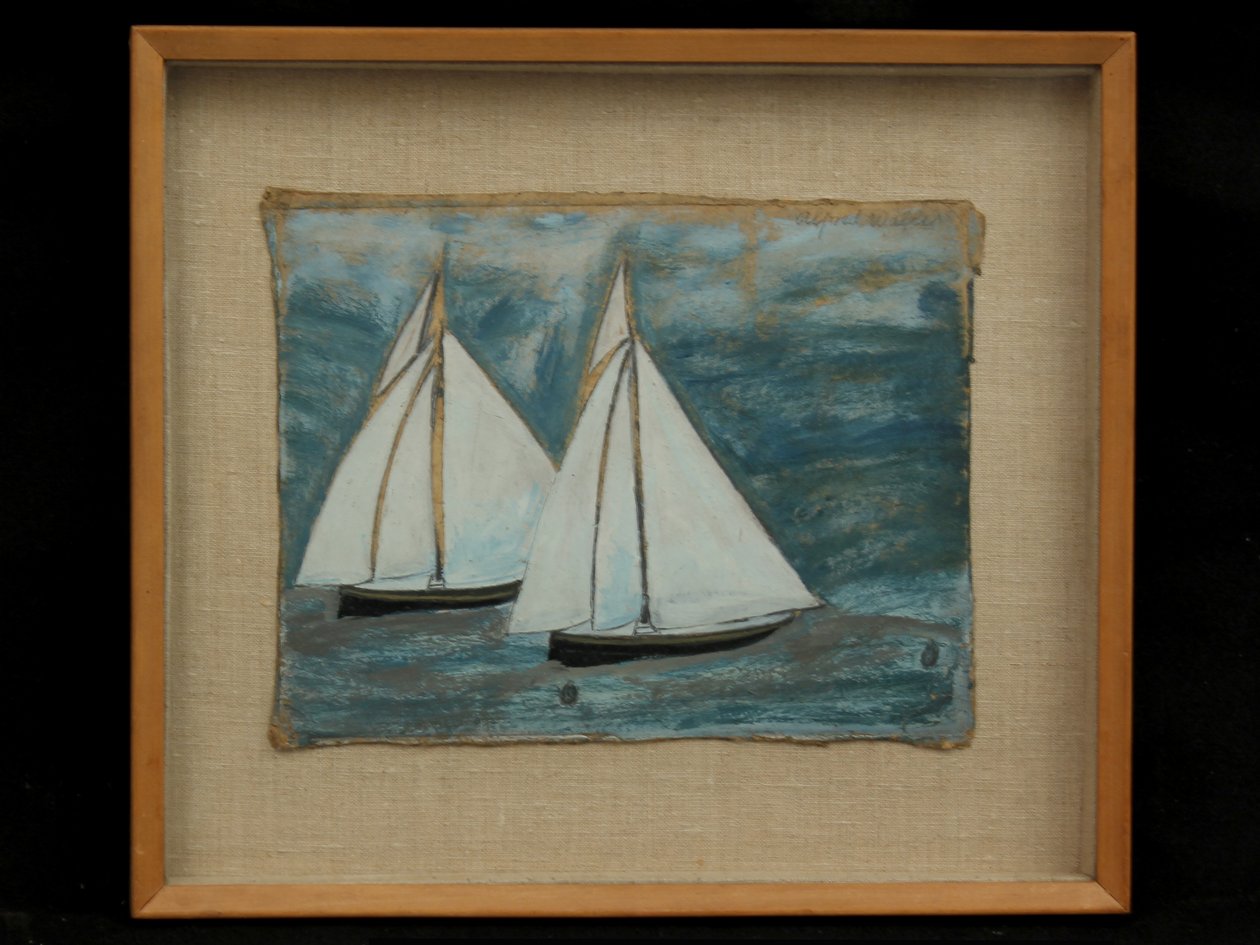 Två segelbåtar, ca 1930 av Alfred Wallis