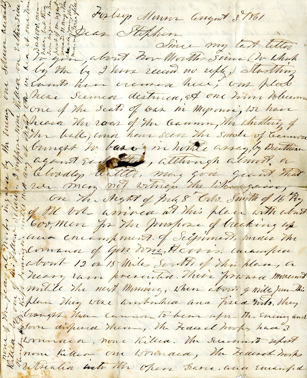 Letter [of Alfred Warner] to Stephen, August 3, 1861 av Alfred Warner