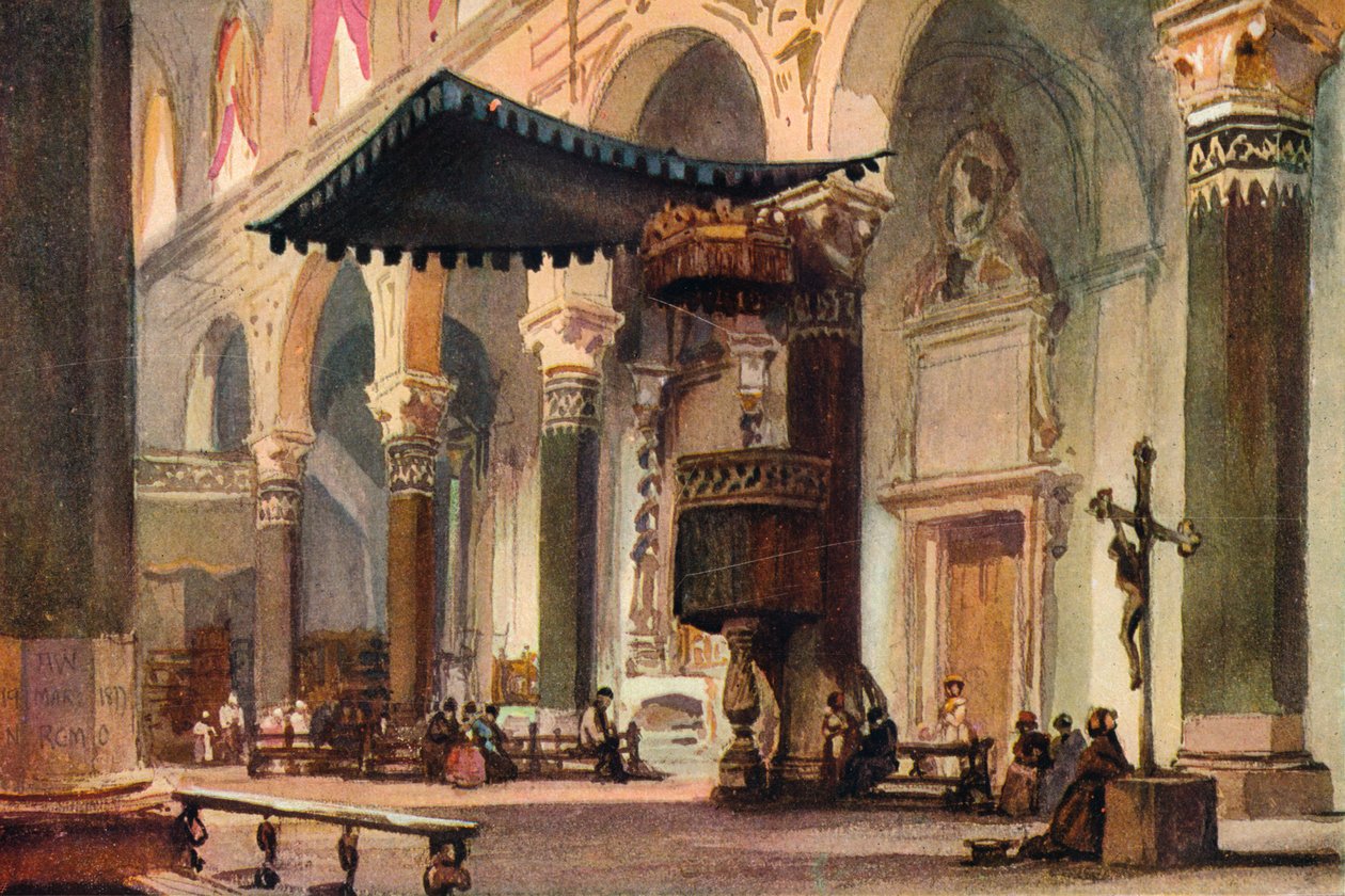 Interiör av katedralen, San Remo, c1870 av Alfred Waterhouse