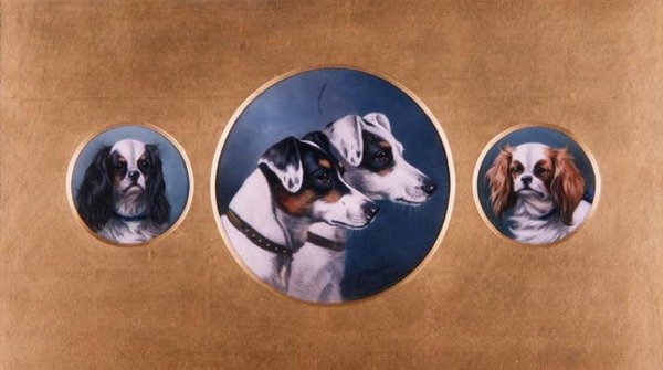Foxterrier och King Charles Spaniels av Alfred Wheeler