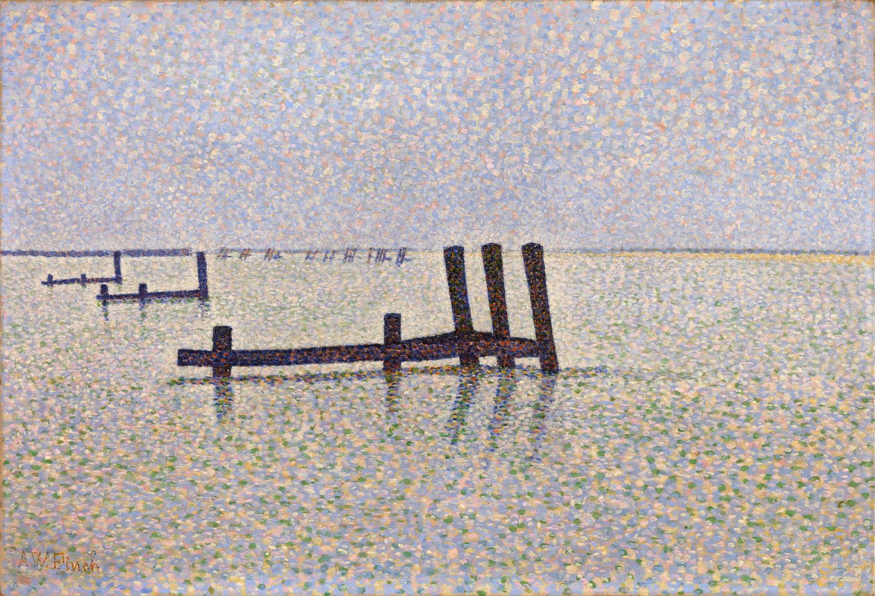 ""Utsikt över Engelska kanalen vid Nieuport (Nieuwpoort) i Belgien"" Målning av Alfred William (Willy) Finch (1854-1930) cirka 1889, pointillism - London, National Gallery av Alfred William Finch
