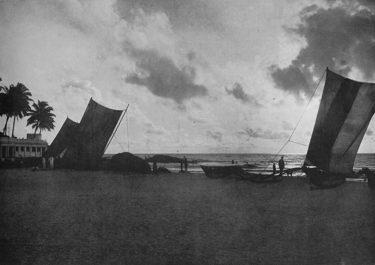 Solnedgång, Mount Lavinia Sea Shore, c1890, 1910 av Alfred William Amandus Plate