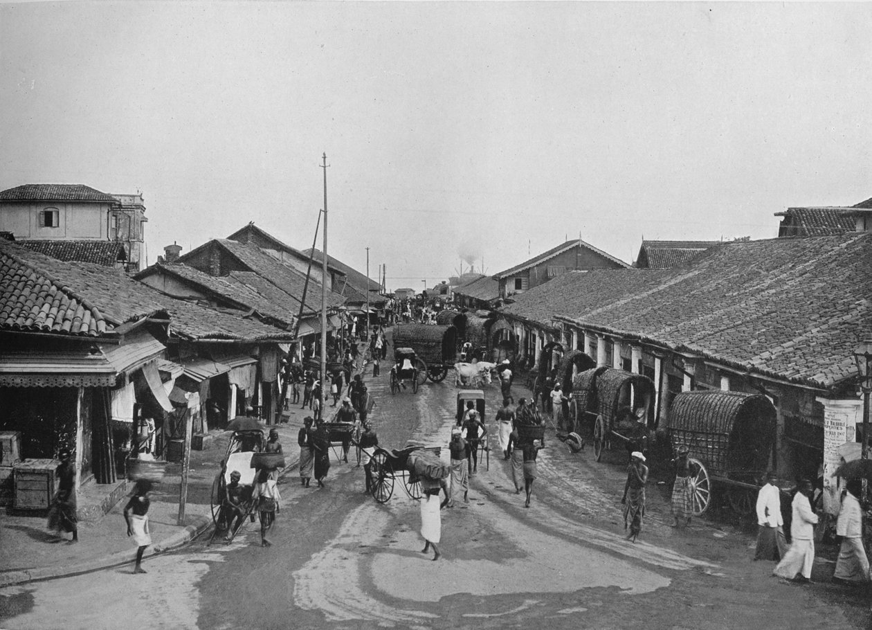 Typisk gatubild i Native Quarters, Colombo, c1890, 1910 av Alfred William Amandus Plate